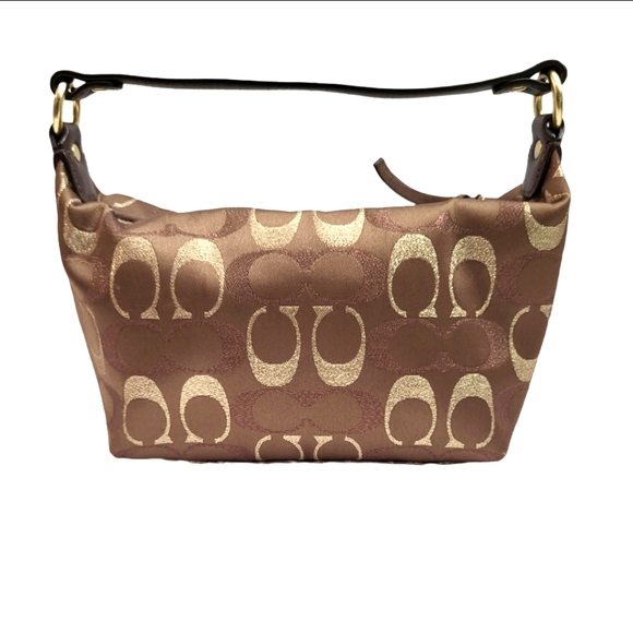 Coach Satchel Brown Metallic Vintage Signature Handbag Y2K - Picture 2 of 12